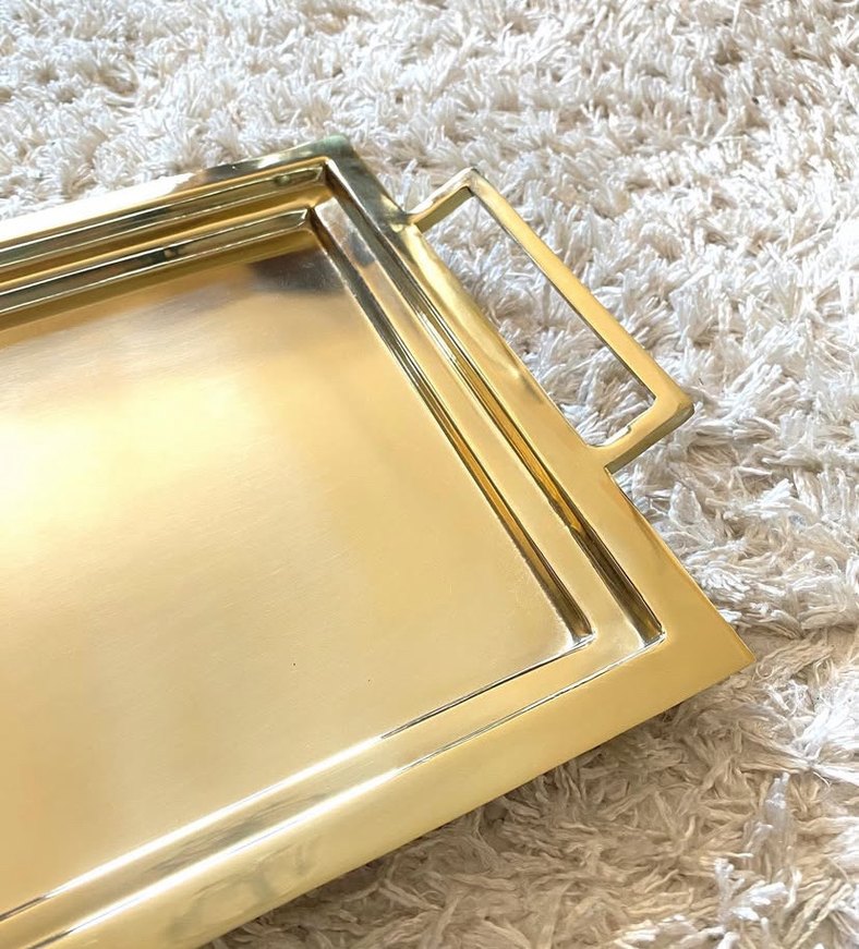 Hm home Gold Tepsi Parlak Altın Renkli Metal Tepsi - Görsel 4