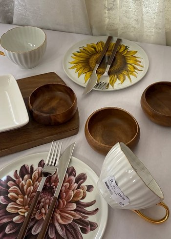 Hm Home Ayçiçeği ve Karanfil Desenli Pasta Tabakları - Görsel 7