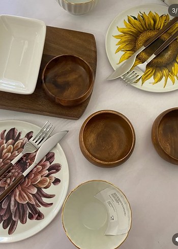 Hm Home Ayçiçeği ve Karanfil Desenli Pasta Tabakları - Görsel 5