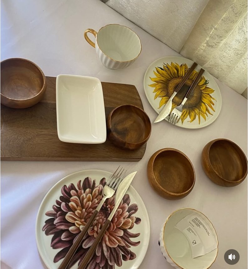 Hm Home Ayçiçeği ve Karanfil Desenli Pasta Tabakları - Görsel 4