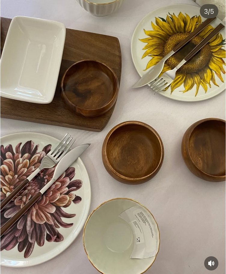 Hm Home Ayçiçeği ve Karanfil Desenli Pasta Tabakları - Görsel 5