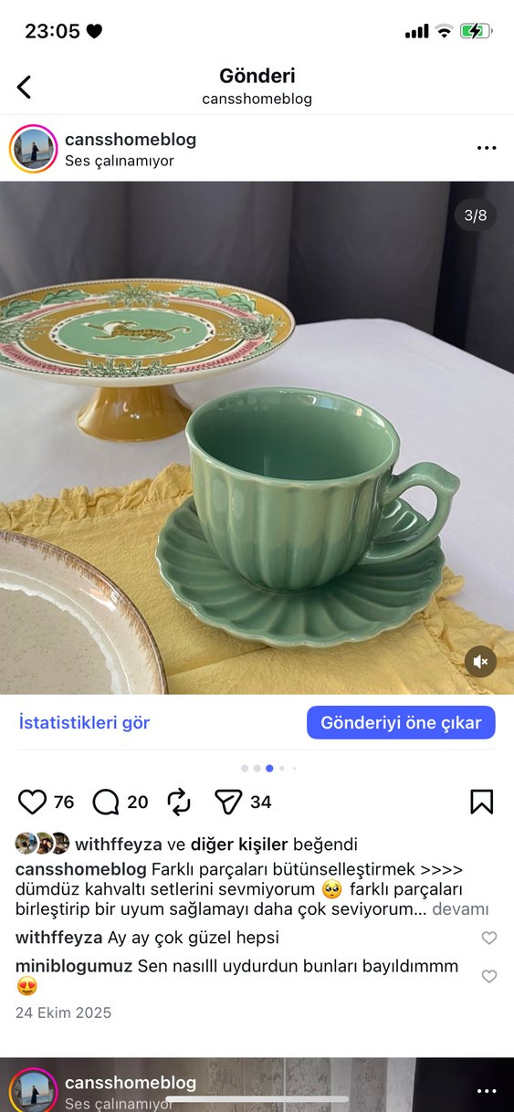 HM Home Yeşil Kupa Fincan ve Tabağı toplam 4 ürün - Görsel 2