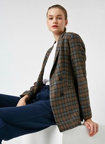 Koton Koton ekoseli blazer ceket