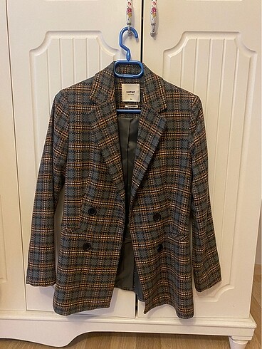 xs Beden Koton ekoseli blazer ceket