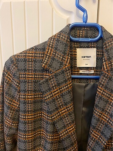 xs Beden çeşitli Renk Koton ekoseli blazer ceket