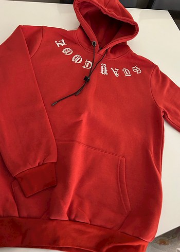 xl Beden kırmızı Renk Kapüşonlu Kırmızı Erkek Sweatshirt