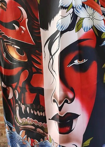 Siyah novelty opera Desenli l Kimono - Görsel 2