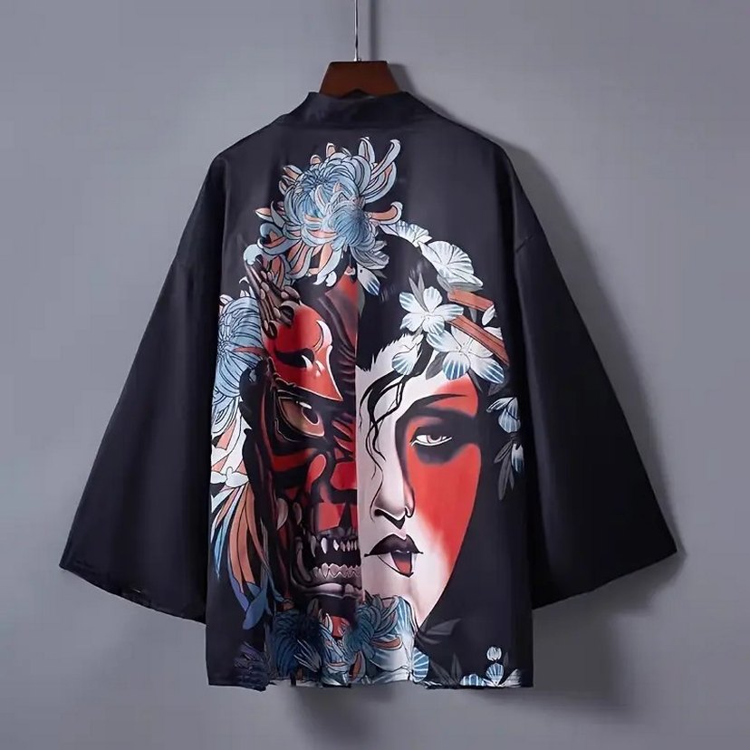 Siyah novelty opera Desenli l Kimono - Görsel 3