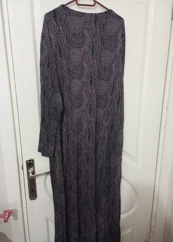 Gri Yılan Desenli Uzun Triko Elbise - Görsel 3