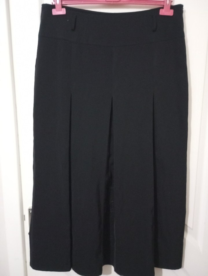 Kadın Siyah Piliseli Midi Etek - Görsel 2