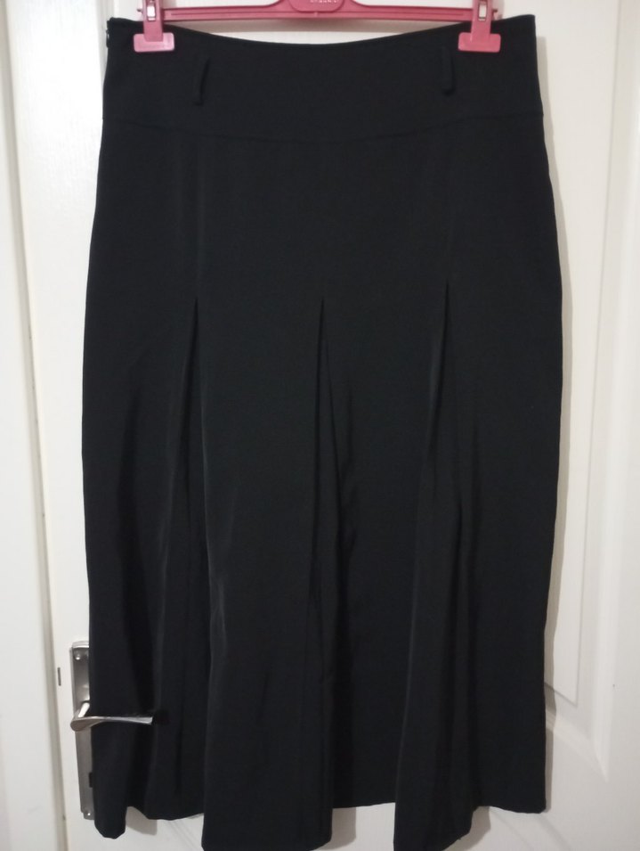 Kadın Siyah Piliseli Midi Etek - Görsel 5