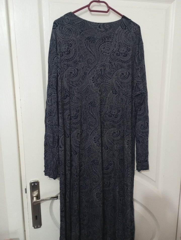 Gri Desenli Uzun Bohem Kadın Elbise - Görsel 4