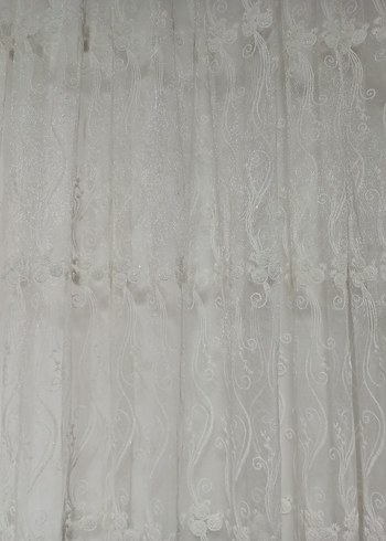 Nakışlı Beyaz Konvansiyonel Tül Perde - Görsel 6