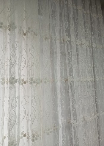 Nakışlı Beyaz Konvansiyonel Tül Perde - Görsel 2