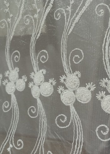 Nakışlı Beyaz Konvansiyonel Tül Perde - Görsel 8