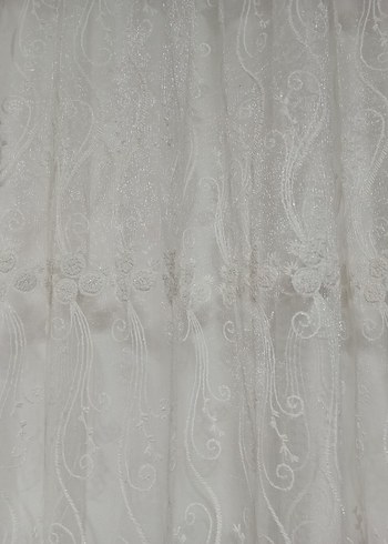 Nakışlı Beyaz Konvansiyonel Tül Perde - Görsel 5