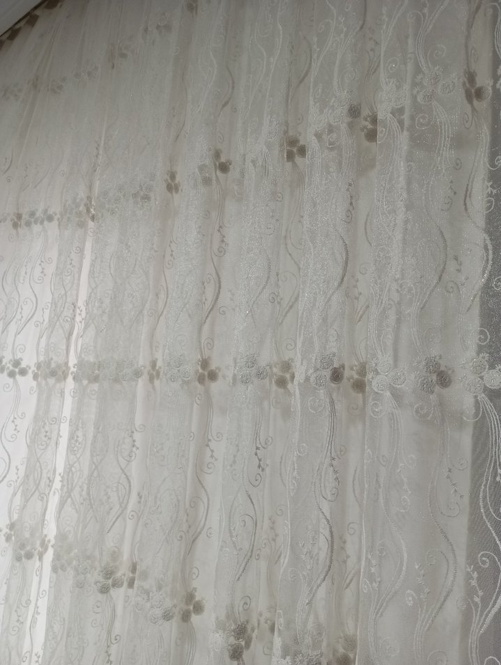 Nakışlı Beyaz Konvansiyonel Tül Perde - Görsel 3