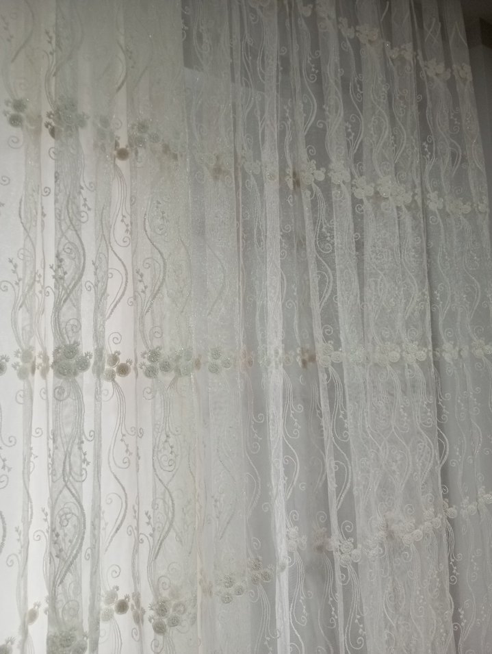 Nakışlı Beyaz Konvansiyonel Tül Perde - Görsel 2