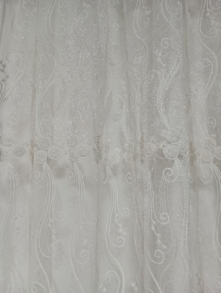 Nakışlı Beyaz Konvansiyonel Tül Perde - Görsel 5