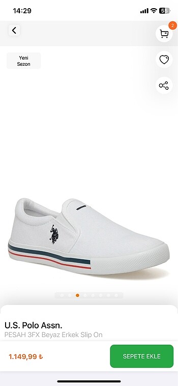 41 Beden Polo beyaz erkek slip-on sneakers