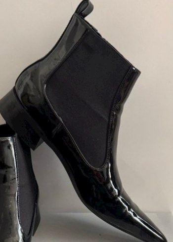 ZARA MARKA  Parlak Siyah Rugan Stiletto Bot - Görsel 5