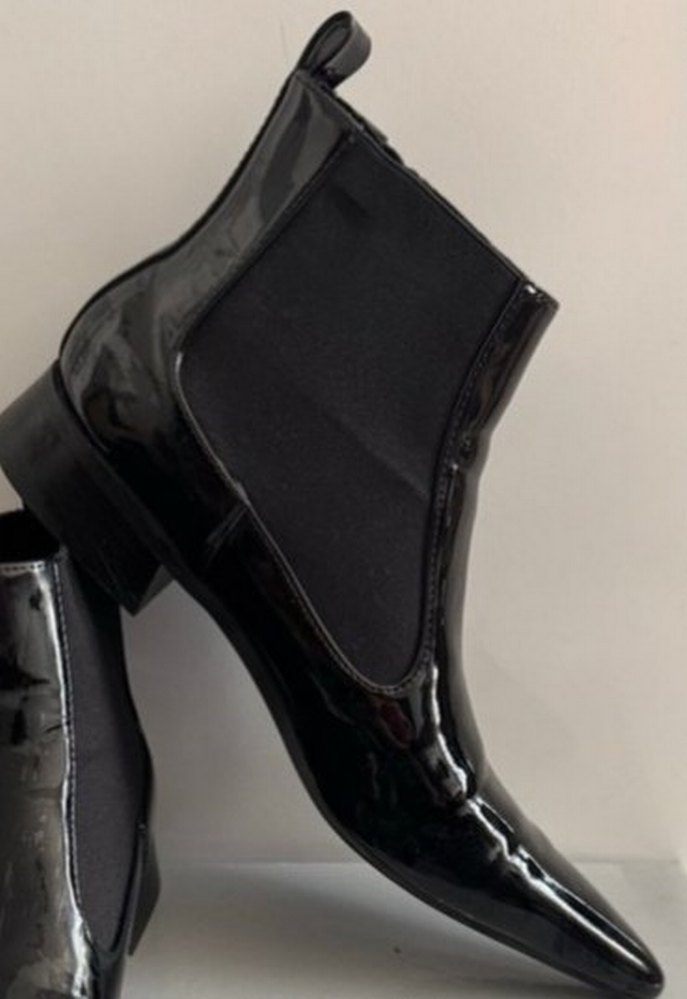 ZARA MARKA  Parlak Siyah Rugan Stiletto Bot - Görsel 5