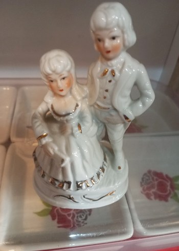 VİNTAGE Beyaz Seramik Figürin Çift - Görsel 2