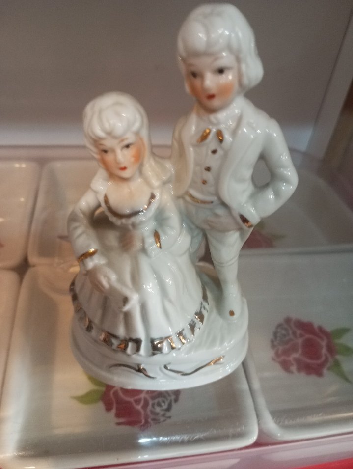 VİNTAGE Beyaz Seramik Figürin Çift - Görsel 2