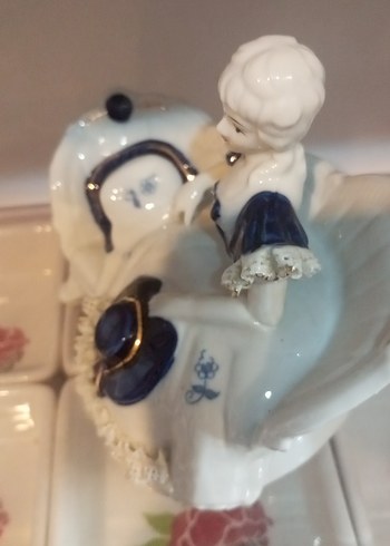 VİNTAGE Mavi Koyu Renkli Porselen Kadın Biblo - Görsel 4