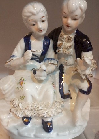 VİNTAGE Beyaz ve Koyu Renkli Çift Figürin - Görsel 6