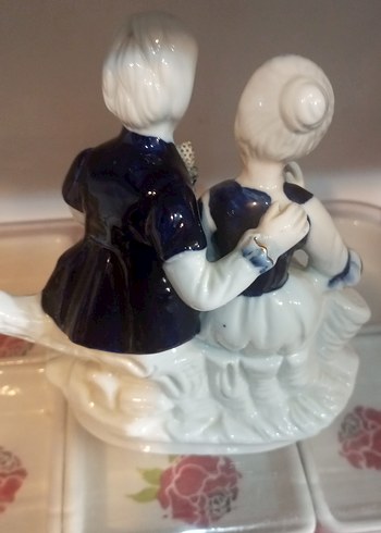 VİNTAGE Beyaz ve Koyu Renkli Çift Figürin - Görsel 3