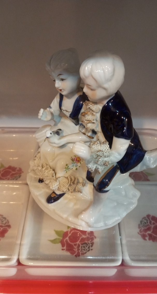 VİNTAGE Beyaz ve Koyu Renkli Çift Figürin - Görsel 2