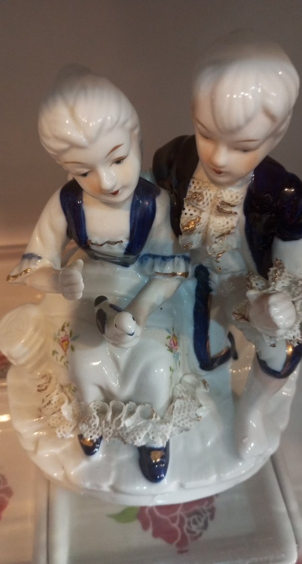 VİNTAGE Beyaz ve Koyu Renkli Çift Figürin - Görsel 5