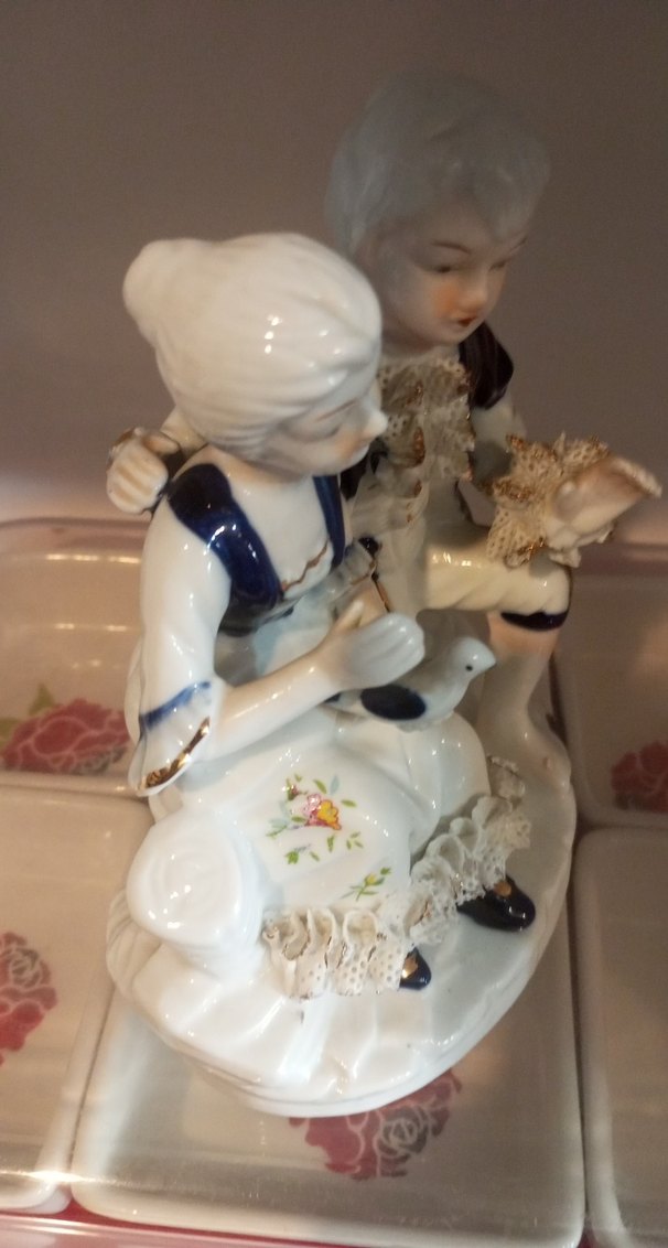 VİNTAGE Beyaz ve Koyu Renkli Çift Figürin - Görsel 4