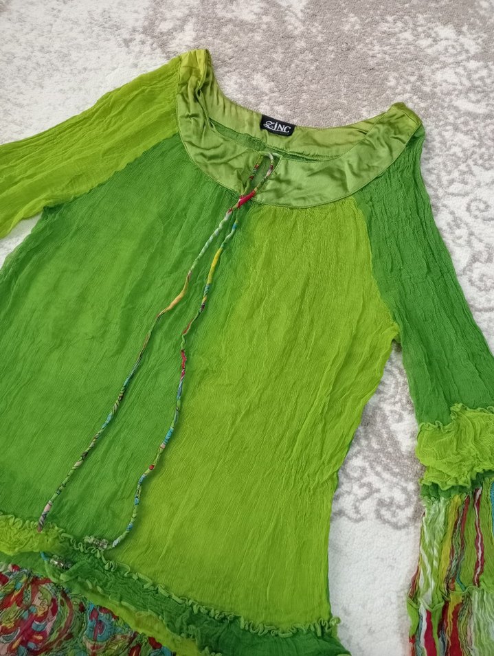 Yeşil Uzun Kollu Bohem Pareo - Görsel 2