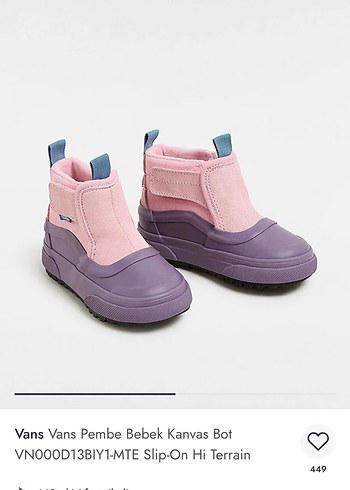 Vans Kız Bebek Pembe Bot Velcro