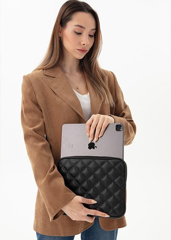 Deri Fermuarlı Kadın Laptop Çantası