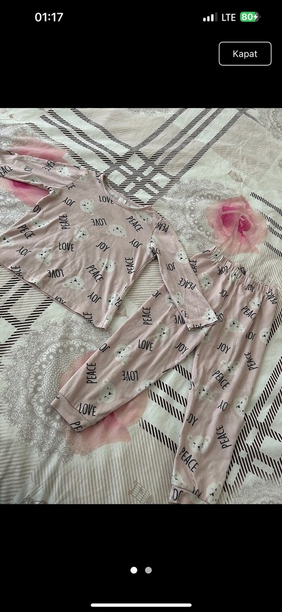 Kız Çocuk Uzun Kollu Pamuklu Pijama Takımı - Görsel 2