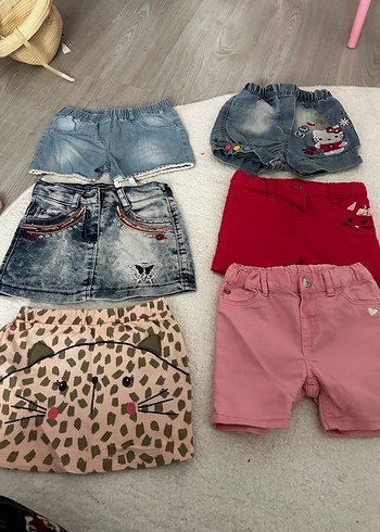 Renkli Nakışlı Kız Denim Şort ve etek - Görsel 3