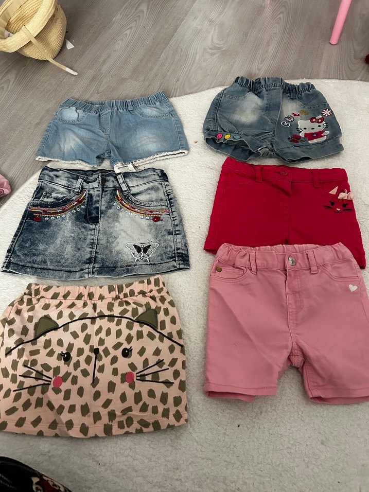 Renkli Nakışlı Kız Denim Şort ve etek - Görsel 3