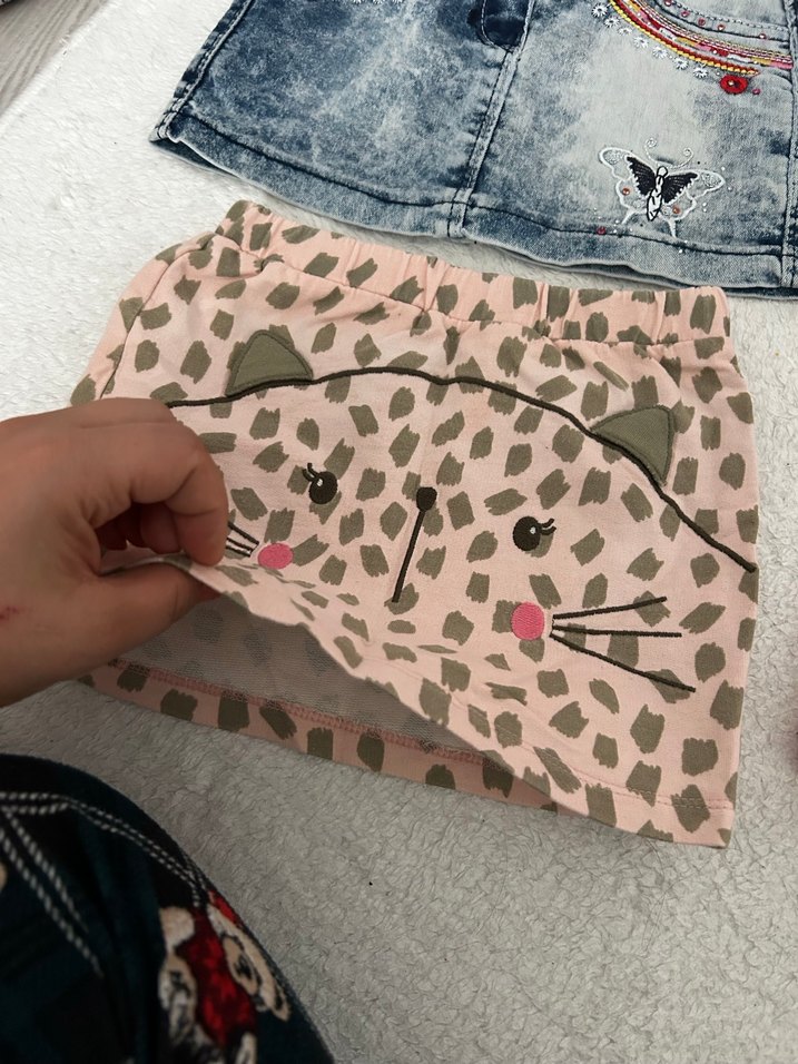 Renkli Nakışlı Kız Denim Şort ve etek - Görsel 2