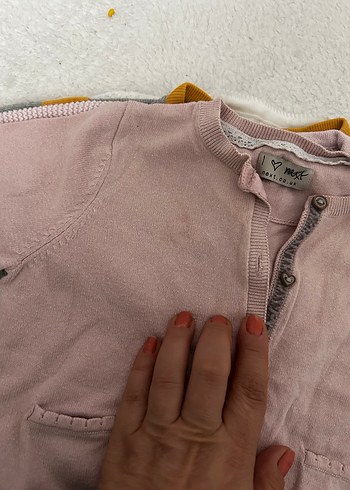 Nakışlı Gri Kız Triko Hırka - Görsel 4