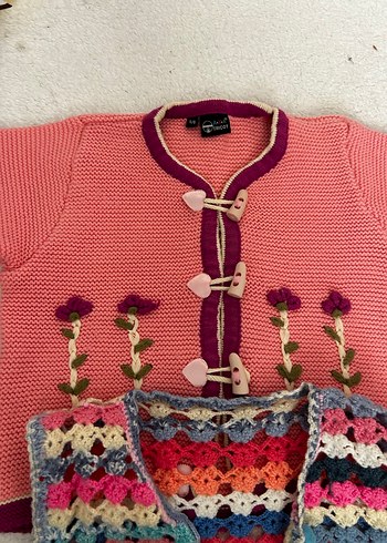 Renkli Örgü Kız Hırka ve Süveter - Görsel 2