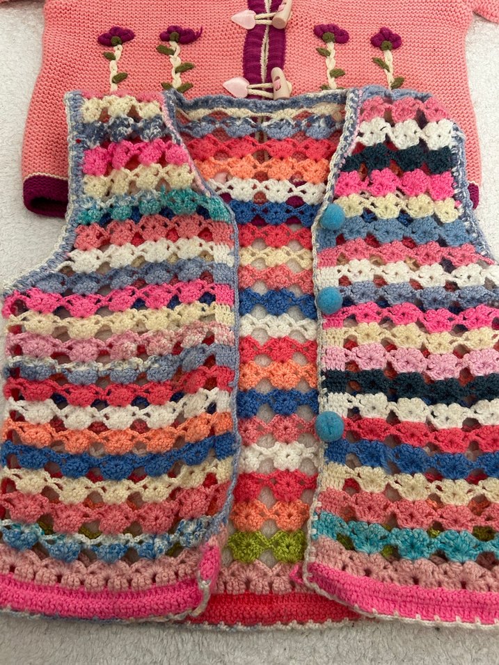 Renkli Örgü Kız Hırka ve Süveter - Görsel 3