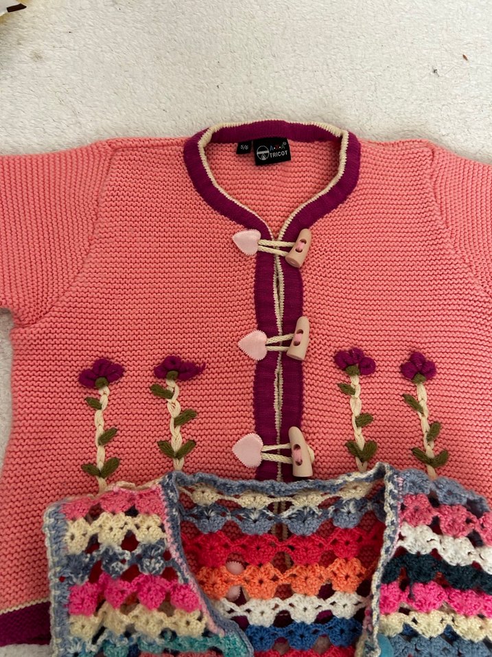 Renkli Örgü Kız Hırka ve Süveter - Görsel 2