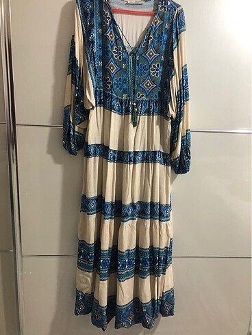 Zara Etnik desen pamuklu elbise