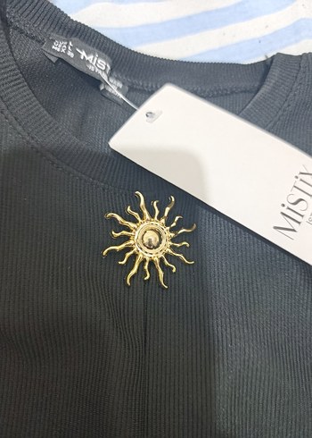 Mistix Siyah Gold Düğme Aksesuarlı Body - Görsel 3