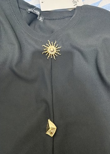 Mistix Siyah Gold Düğme Aksesuarlı Body - Görsel 4