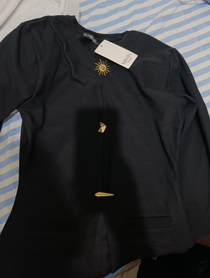 Mistix Siyah Gold Düğme Aksesuarlı Body - Görsel 2