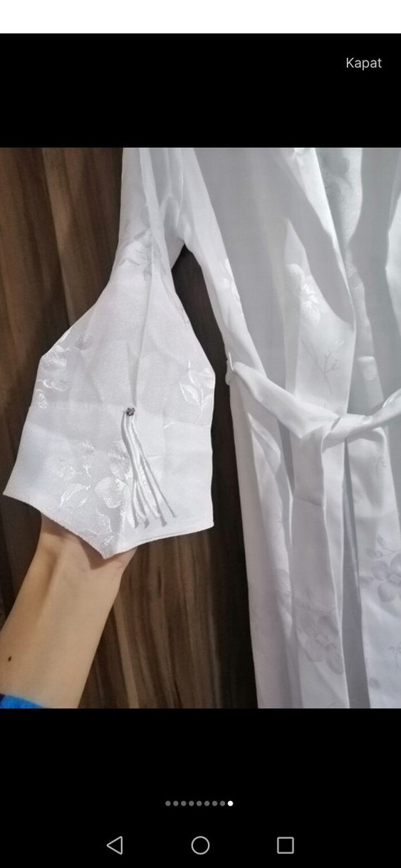 Uzun Beyaz Bohem Kadın Sabahlık - Görsel 2